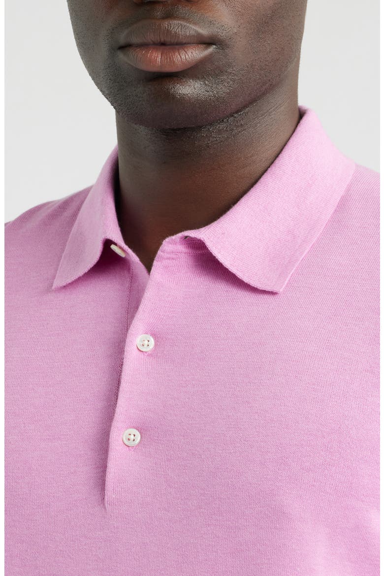 Supima® Cotton Polo Sweater, Alternate, color, DARK PINK HEATHER