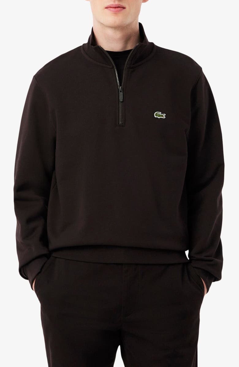 Lacoste Cotton Fleece Half Zip Pullover, Main, color, Buffalo