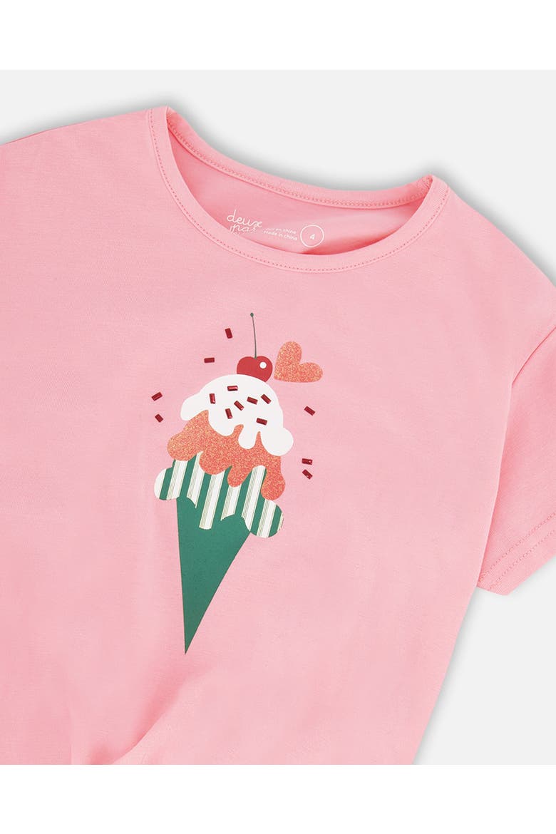 Organic Cotton Jersey Ice Cream T-Shirt with Tie at Waist, Alternate, color, Pink