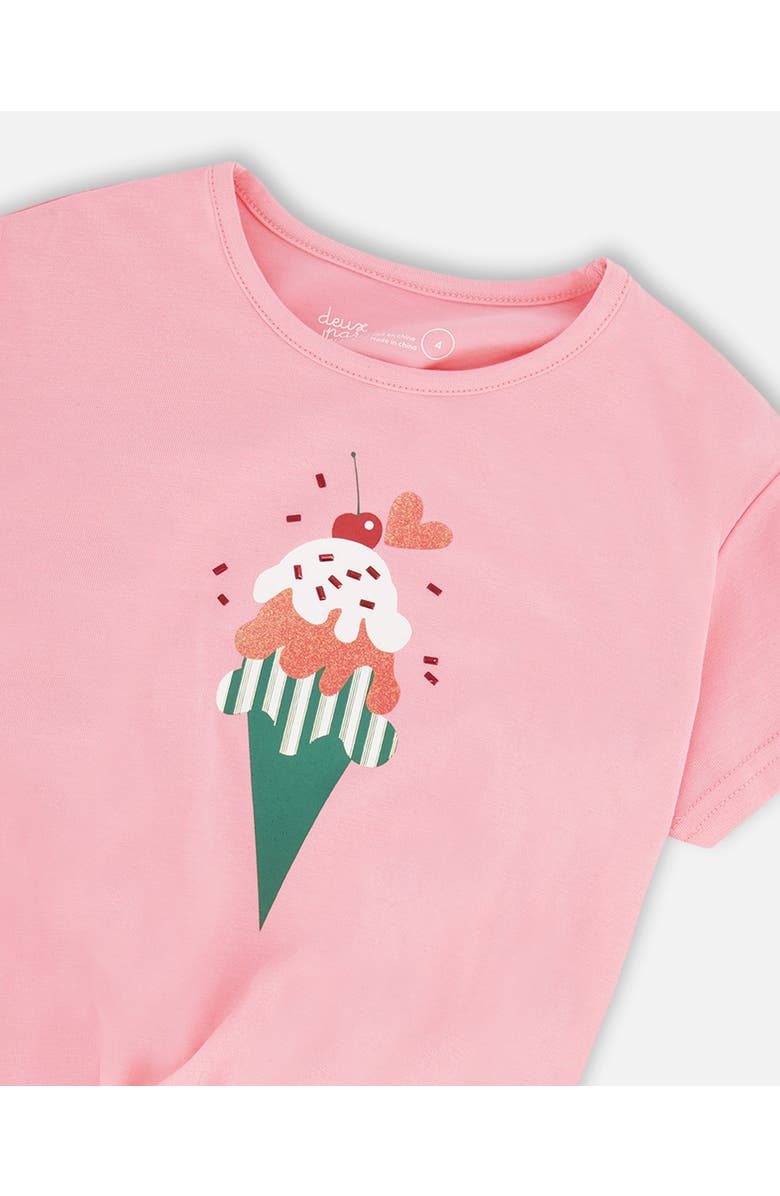 Deux par Deux Organic Cotton Jersey Ice Cream T-Shirt with Tie at Waist, Alternate, color, Pink