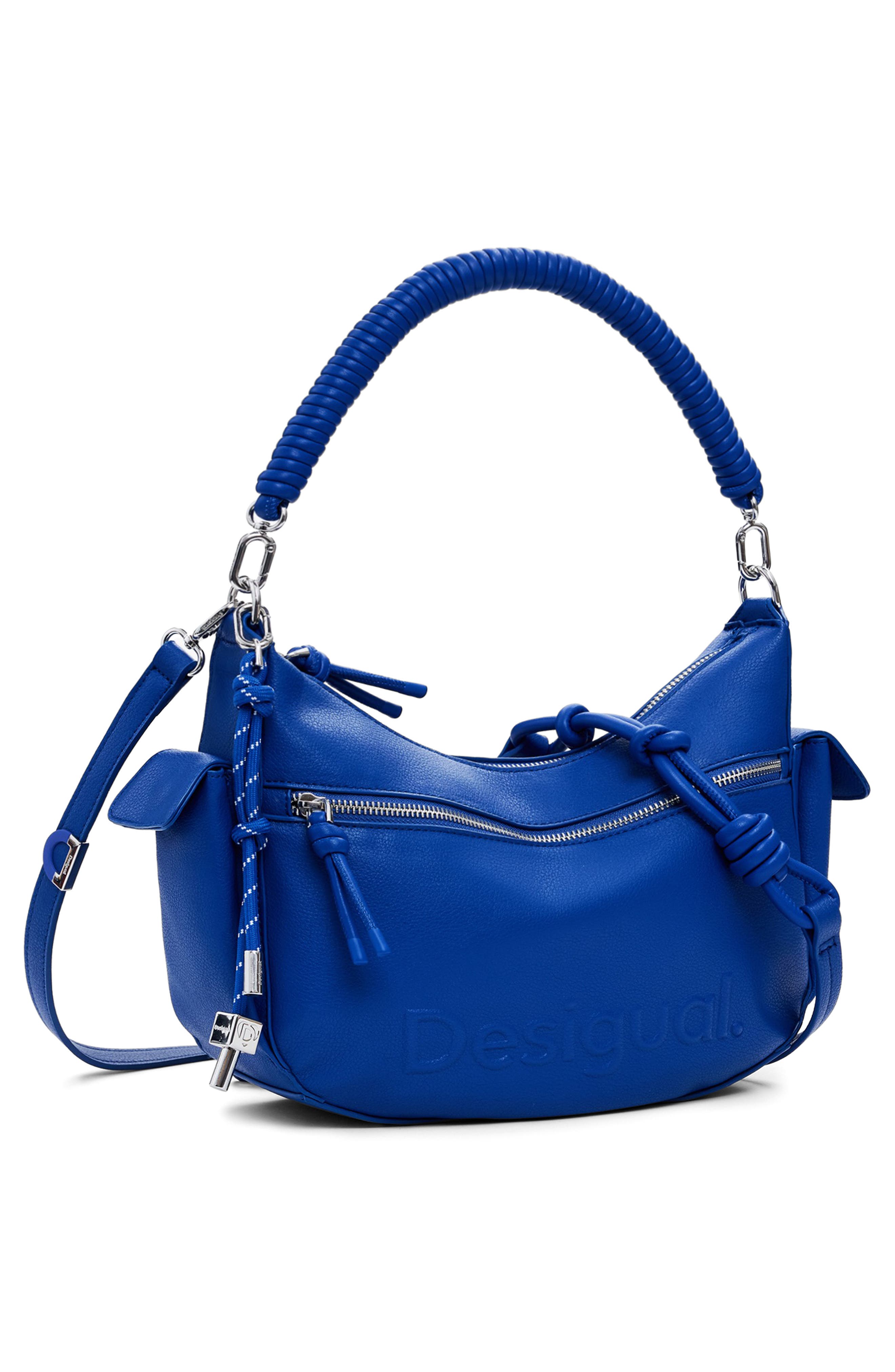 Desigual Faux Leather Shoulder Bag, Alternate, color, Royal Blue