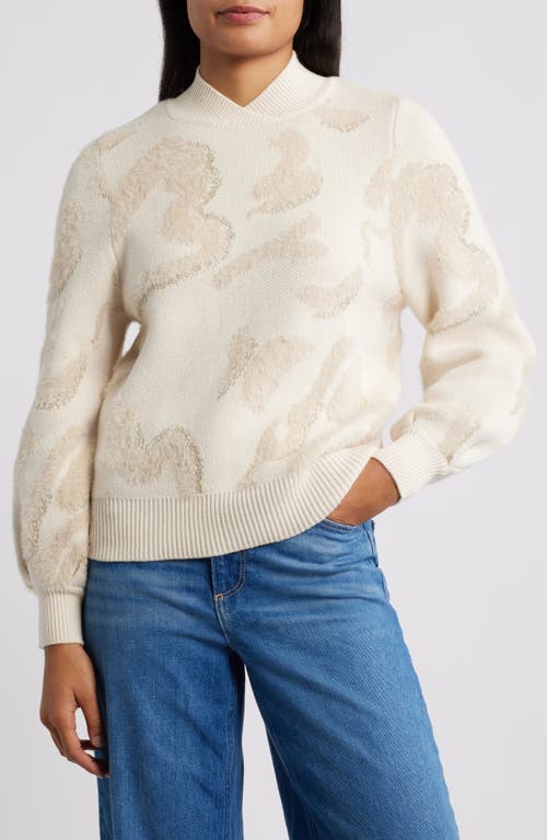 Wit & Wisdom Metallic Jacquard Sweater In Neutral