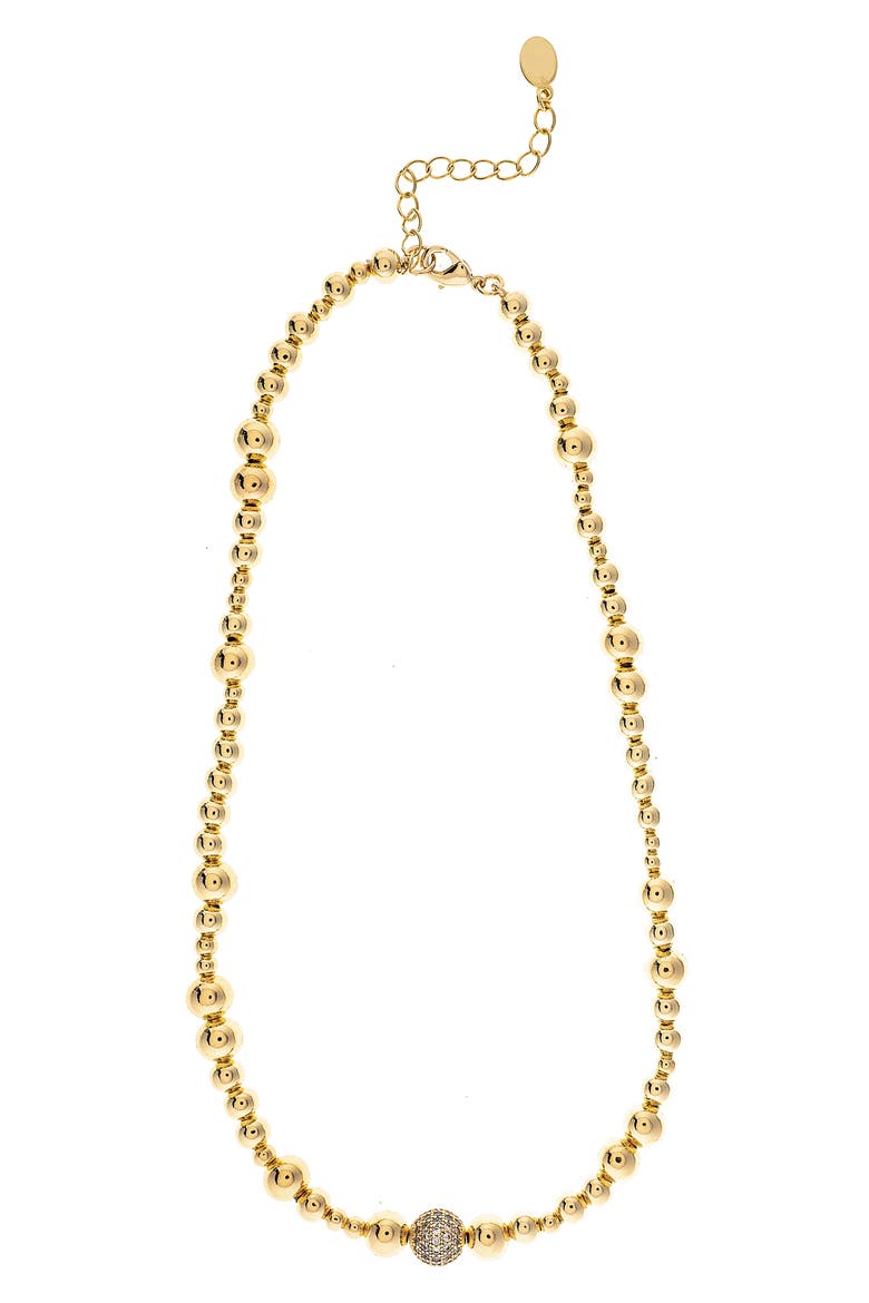 Cubic Zirconia Beaded Necklace, Main, color, GOLD / CUBIC ZIRCONIA