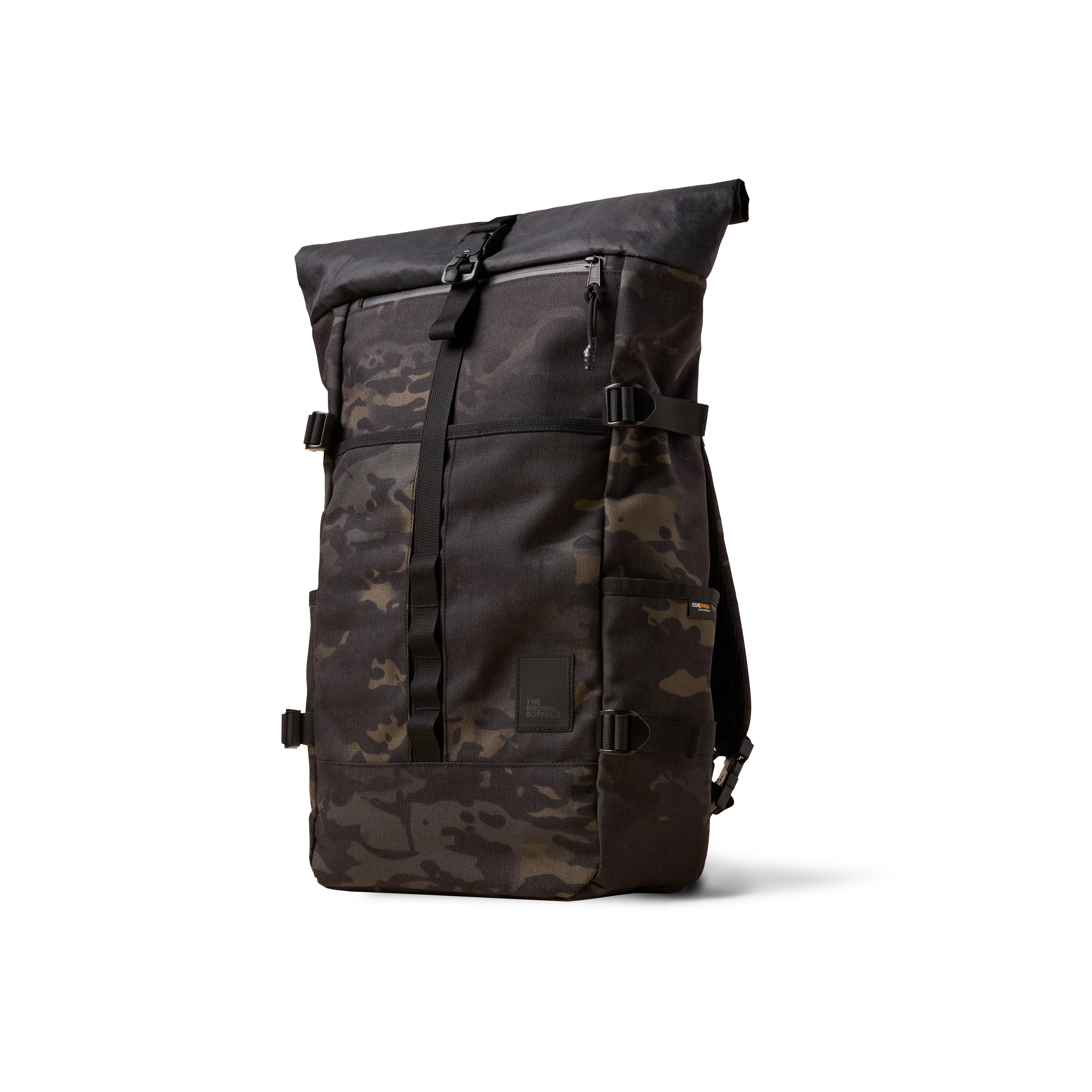 The Brown Buffalo Rolltop Backpack, Alternate, color, Balistic-Black