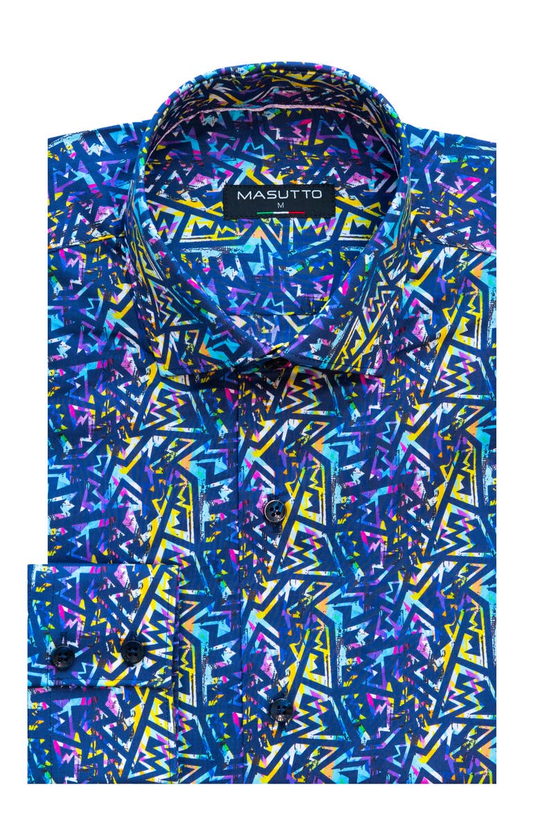 MASUTTO Virgil Print Button-Up Long Sleeve Shirt, Main, color, Multicolor
