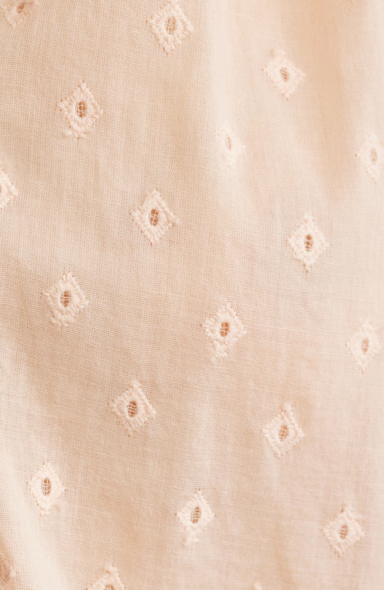 DÔEN Juilenne Diamond Embroidered Organic Cotton Voile Shirt, Alternate, color, Peach Sorbet Marseille