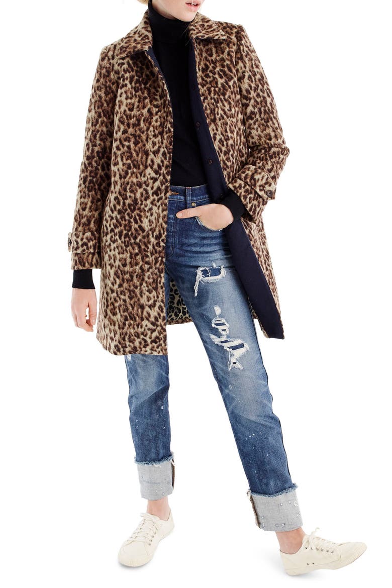 Double Leopard Topcoat, Main, color, SNOW LEOPARD