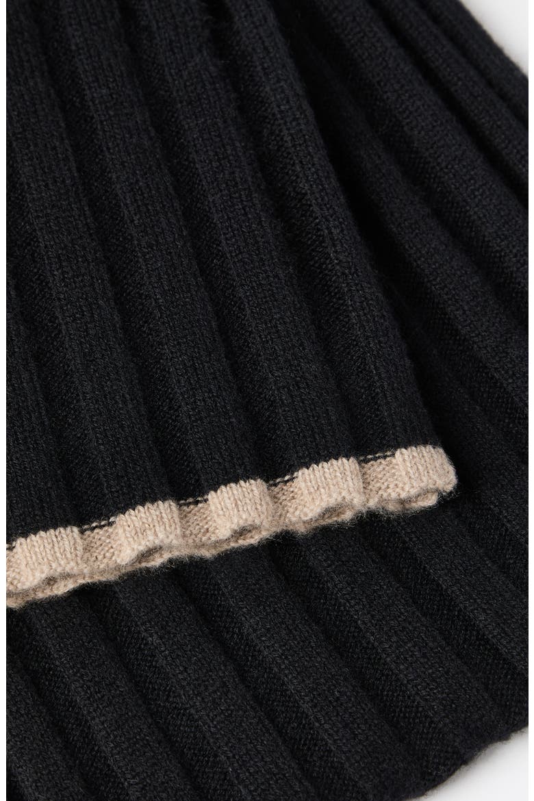 Cashmere rib knit scarf, Alternate, color, Black