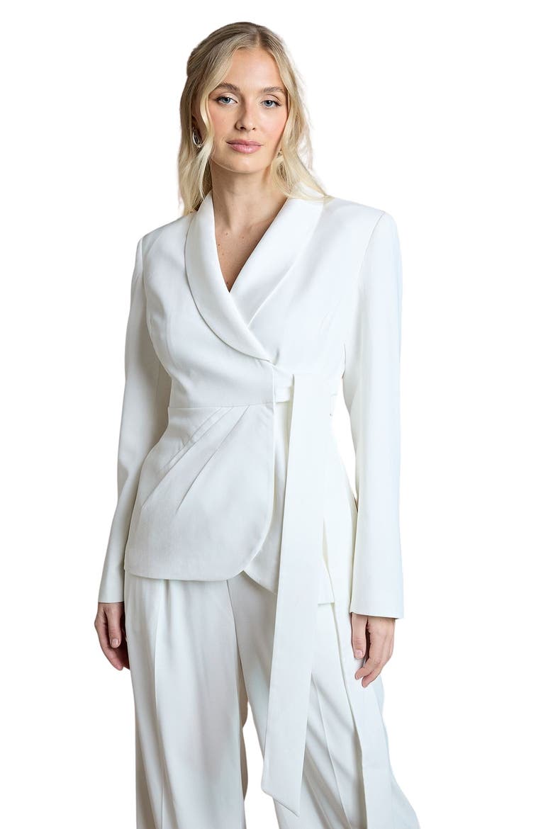 Satin Collared Neck Bridal Blazer, Main, color, Ivory