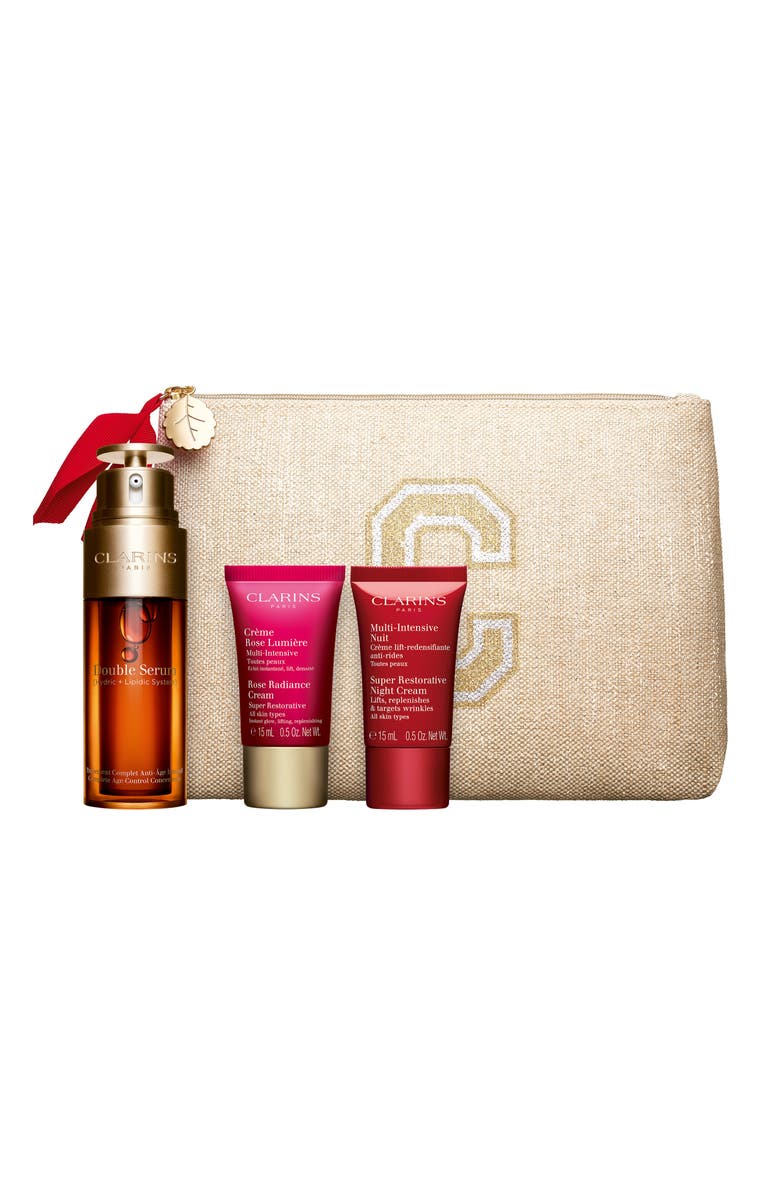 Clarins Double Serum & Super Restorative Anti-Aging Skincare Set (Limited Edition) $226 Value, Main, color,