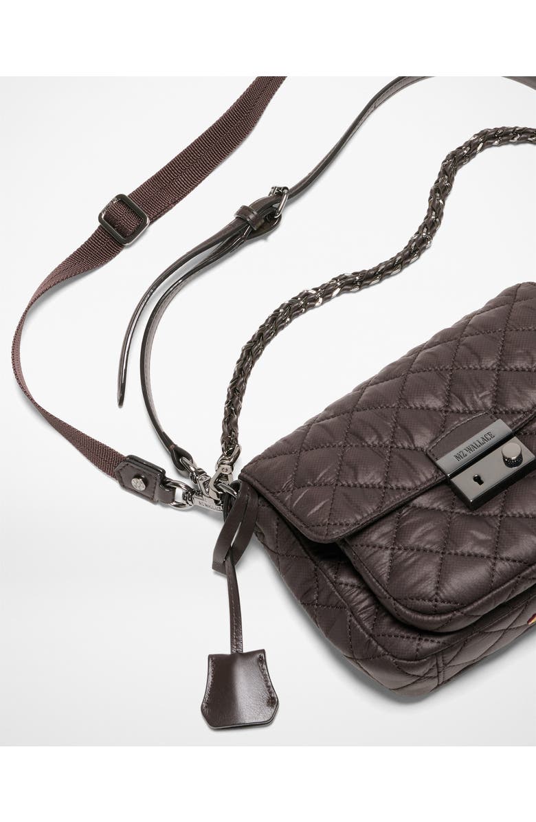 MZ Wallace Small Crosby Lock Quilted Nylon Crossbody Bag, Alternate, color, Espresso