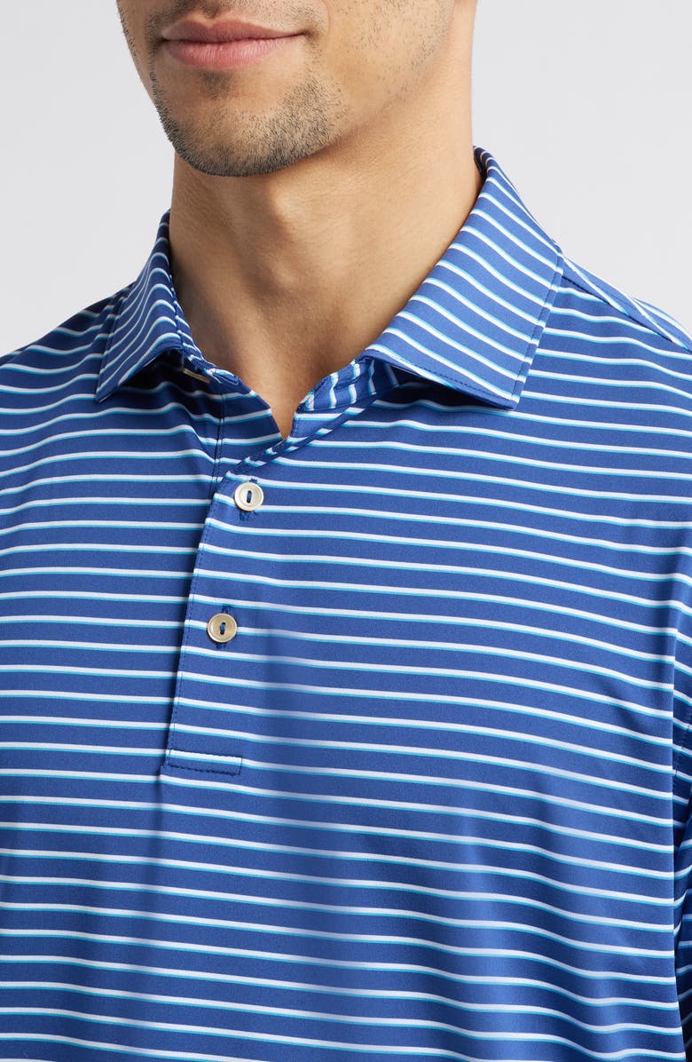 Peter Millar Dunnes Stripe Performance Jersey Polo, Alternate, color, Sport Navy