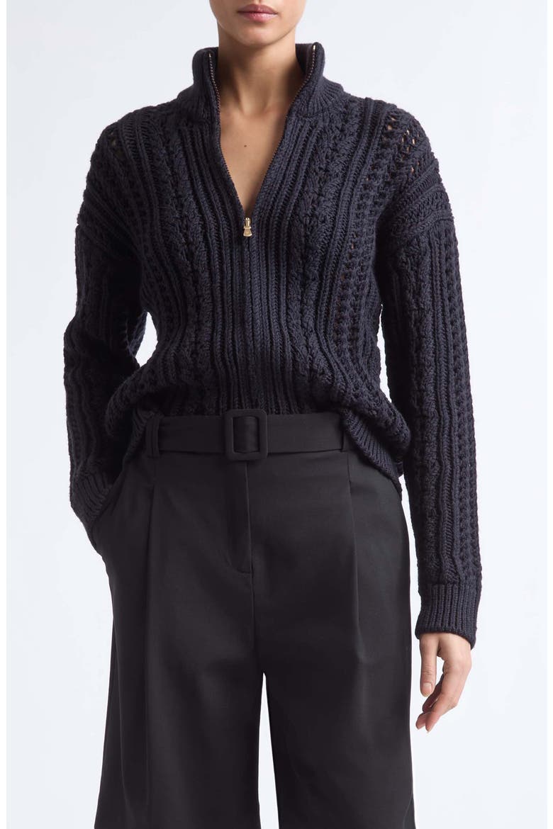 Wool Zip Cardigan, Main, color, 177 AMETHYST