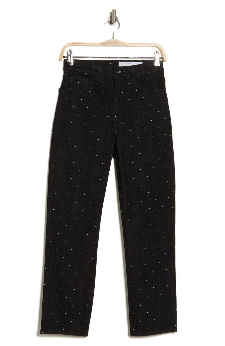 rag & bone Fern Dot High Waist Ankle Slim Leg Jeans, Alternate, color, Black Dot
