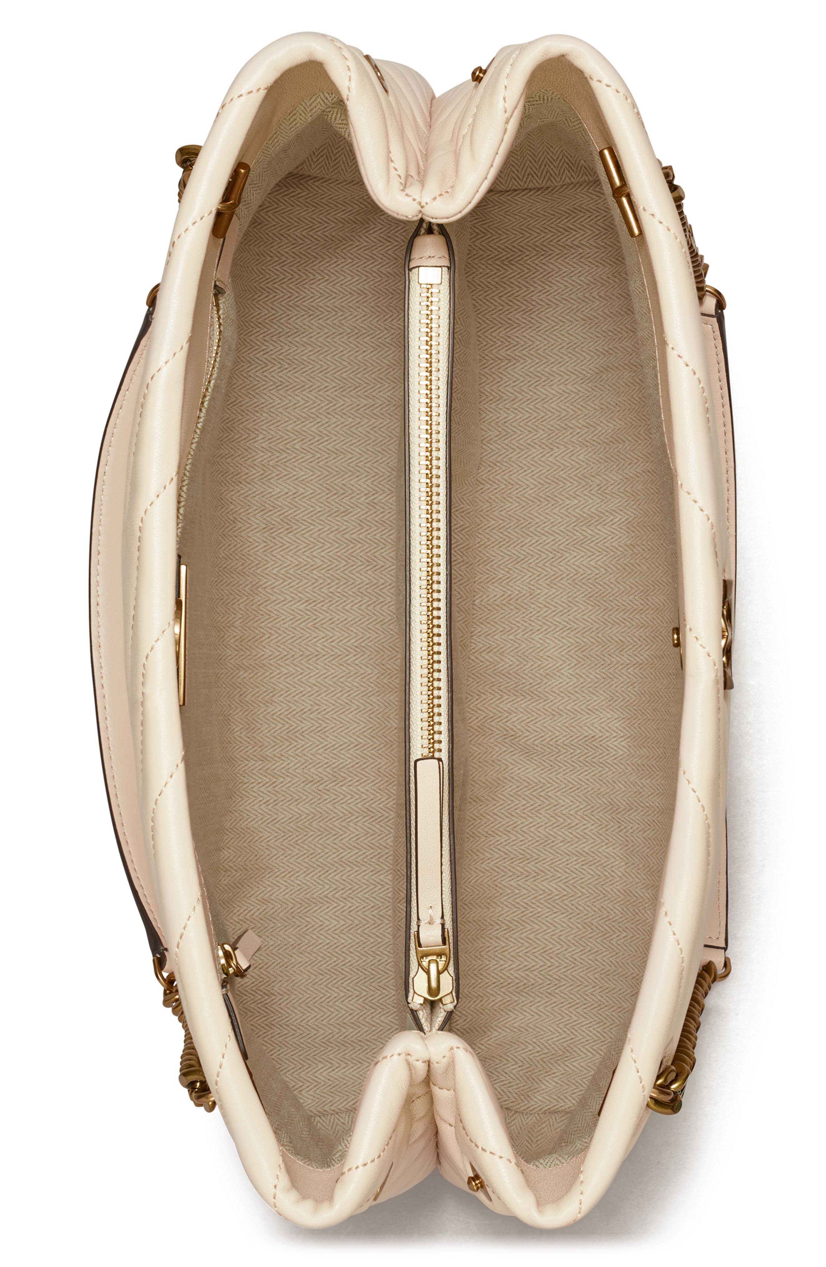 Tory Burch Kira Chevron Tote, Alternate, color, New Cream