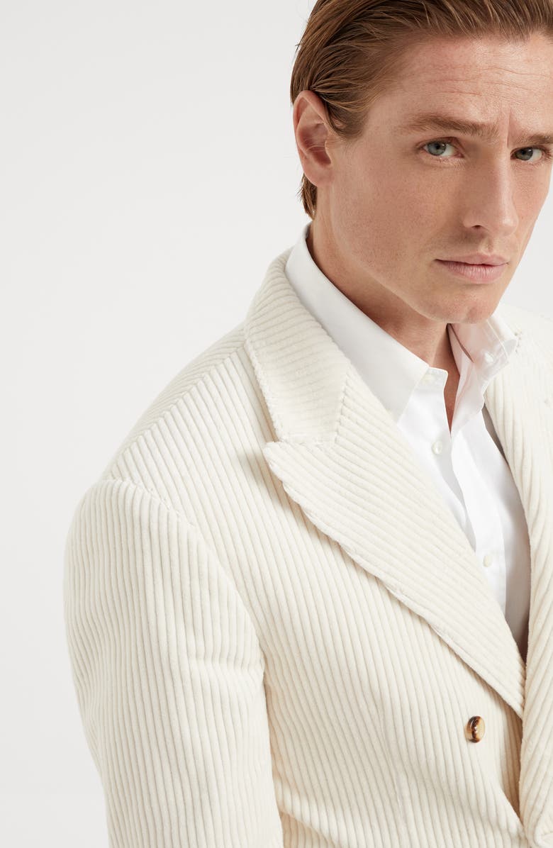 Brunello Cucinelli Cotton wide wale corduroy one-and-a-half breasted deconstructed blazer, Alternate, color, 