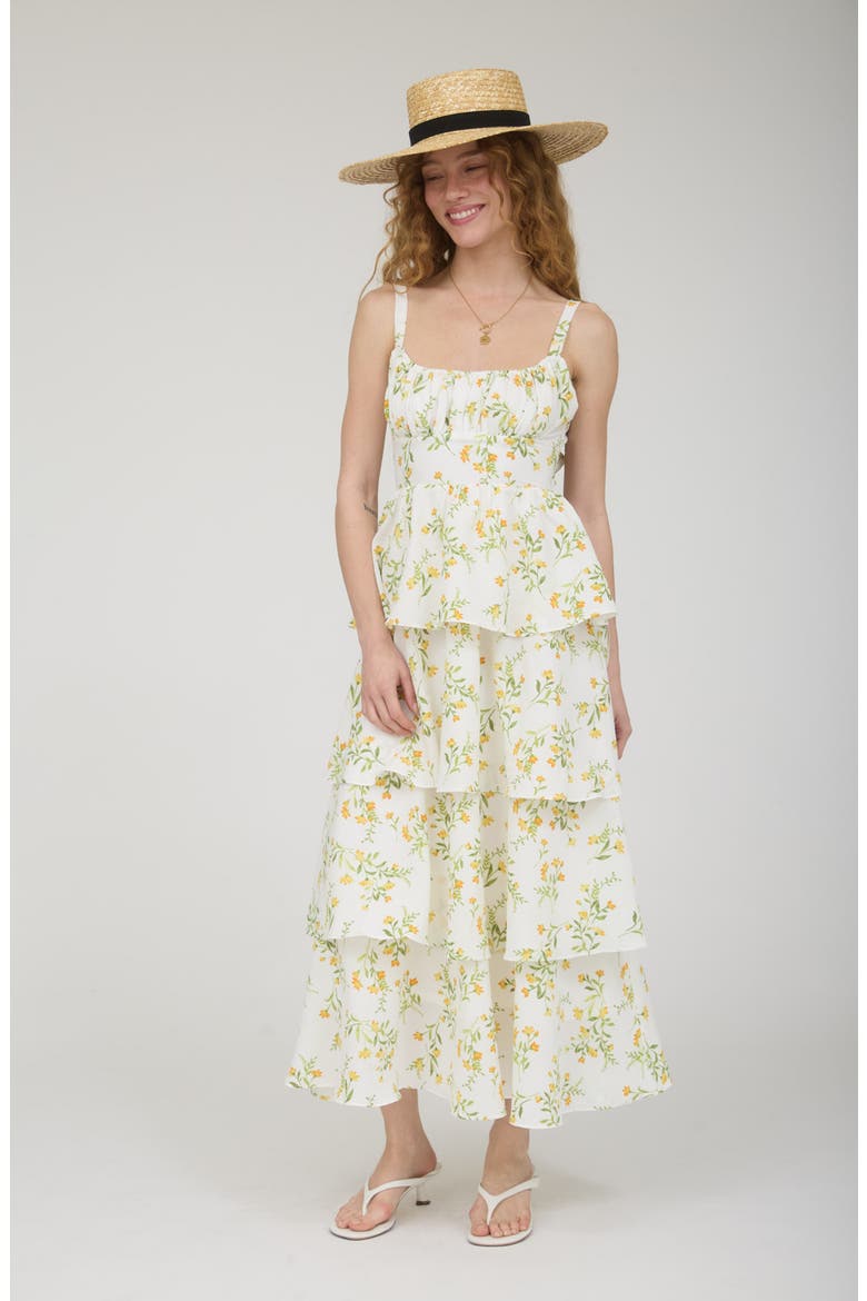 Back Bow Sleeveless Tiered Maxi Dress, Alternate, color, YELLOW MULTI