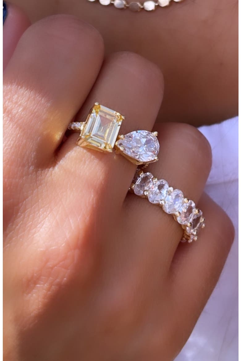 Cubic Zirconia Cocktail Ring, Alternate, color, GOLD/ YELLOW