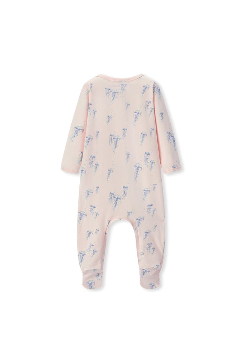 Cotton Stretch Zipper Footed Romper, Alternate, color, Sunset Jellyfish
