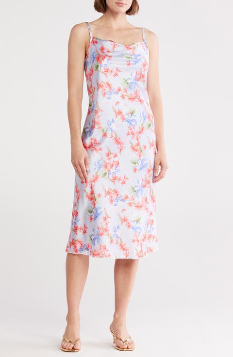 Satin Drape Midi Dress