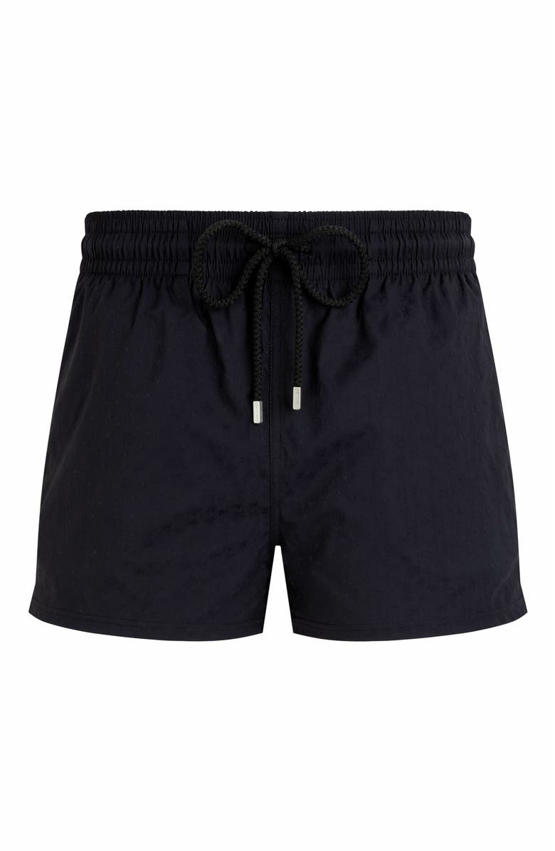 Vilebrequin Men's Jacquard Turtle Stretch Swim Shorts, Alternate, color, Noir