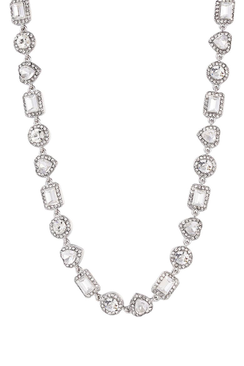 Crystal Halo Station Necklace, Alternate, color, SILVER