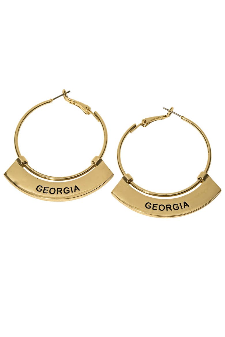 Georgia Bulldogs Weller Gold Hoop Earrings, Main, color, Gold