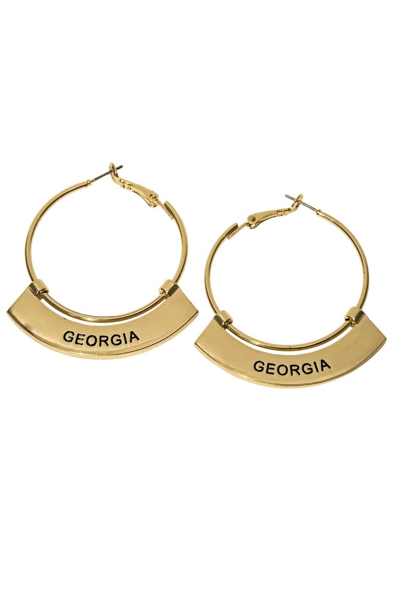 EMERSON STREET Georgia Bulldogs Weller Gold Hoop Earrings, Main, color, Gold