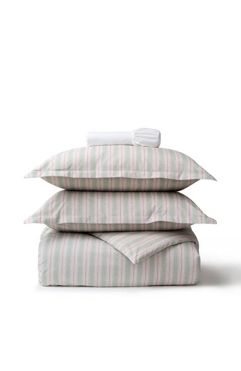 Calder Stripe Cotton Duvet Cover & Sheet Bundle Set