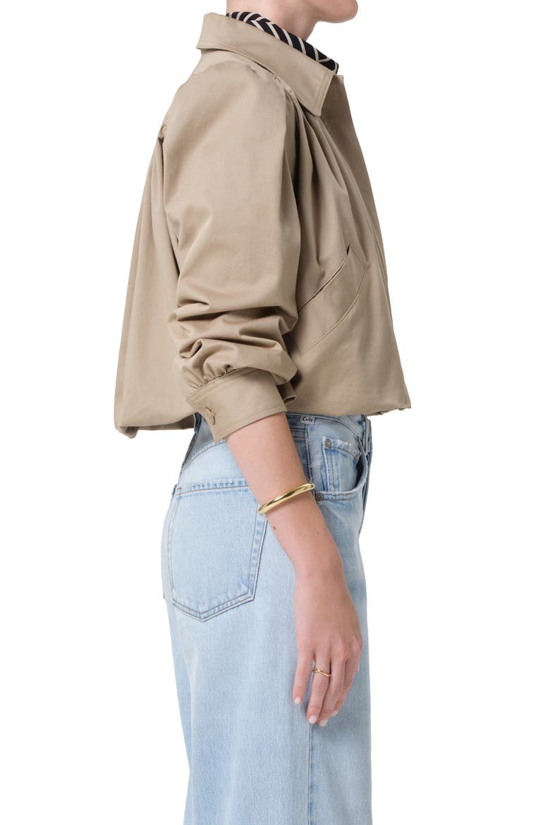 Everly Shirred Stretch Cotton Crop Jacket, Alternate, color, CATALINA BEIGE