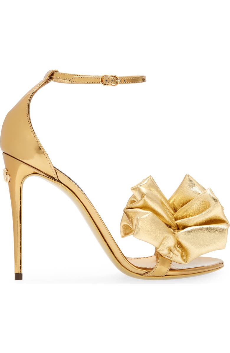Dolce&Gabbana Scrunchie Strap Metallic Sandal, Alternate, color,