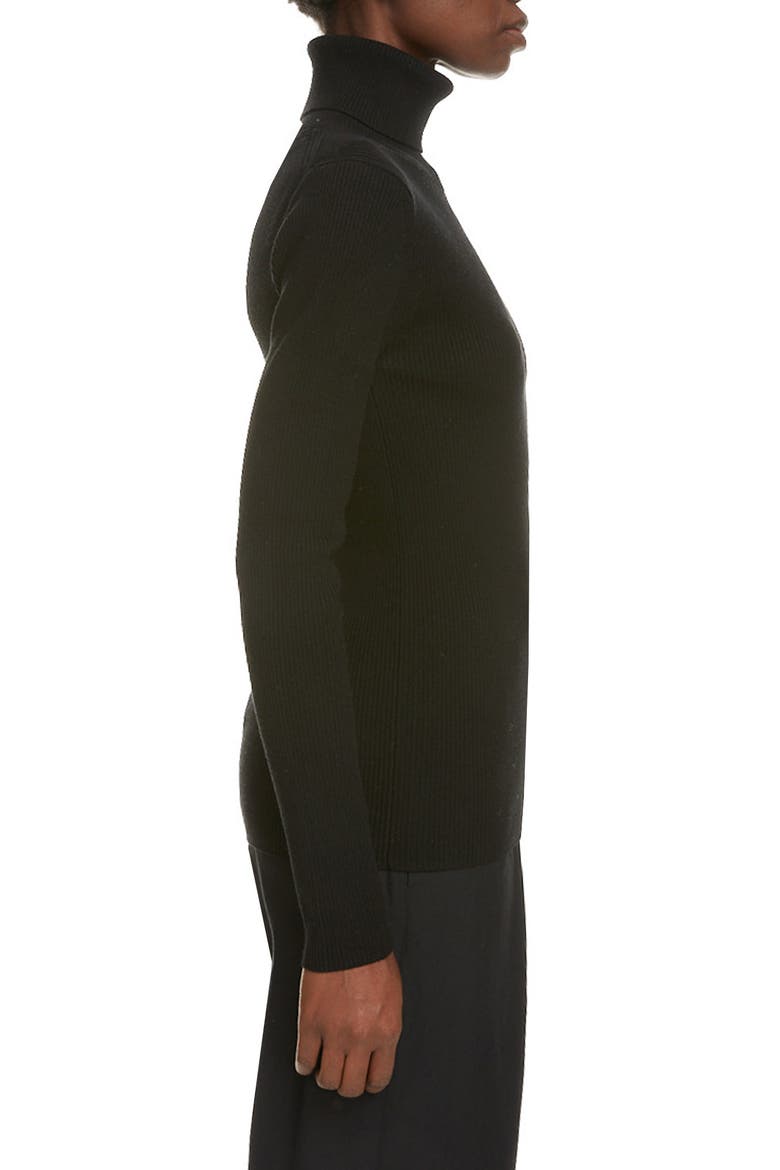Tiger Crest Rib Merino Wool Turtleneck Sweater, Alternate, color, BLACK