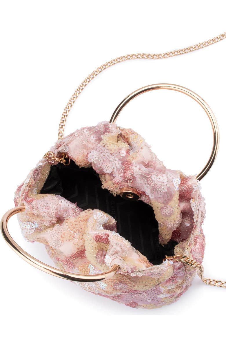 Olga Berg Alfie Floral Sequin Top Handle Bag, Alternate, color, Blush