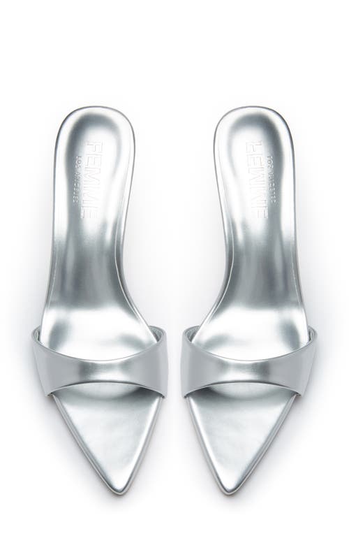 Femme La Marseille Pointed Toe Slide Sandal In Silver