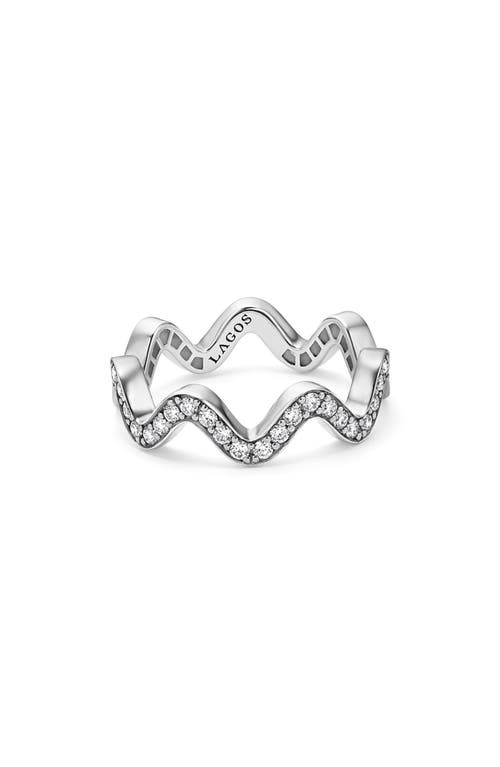 Lagos Sterling Silver Caviar Spark Diamond Wavy Eternity Band In Silver