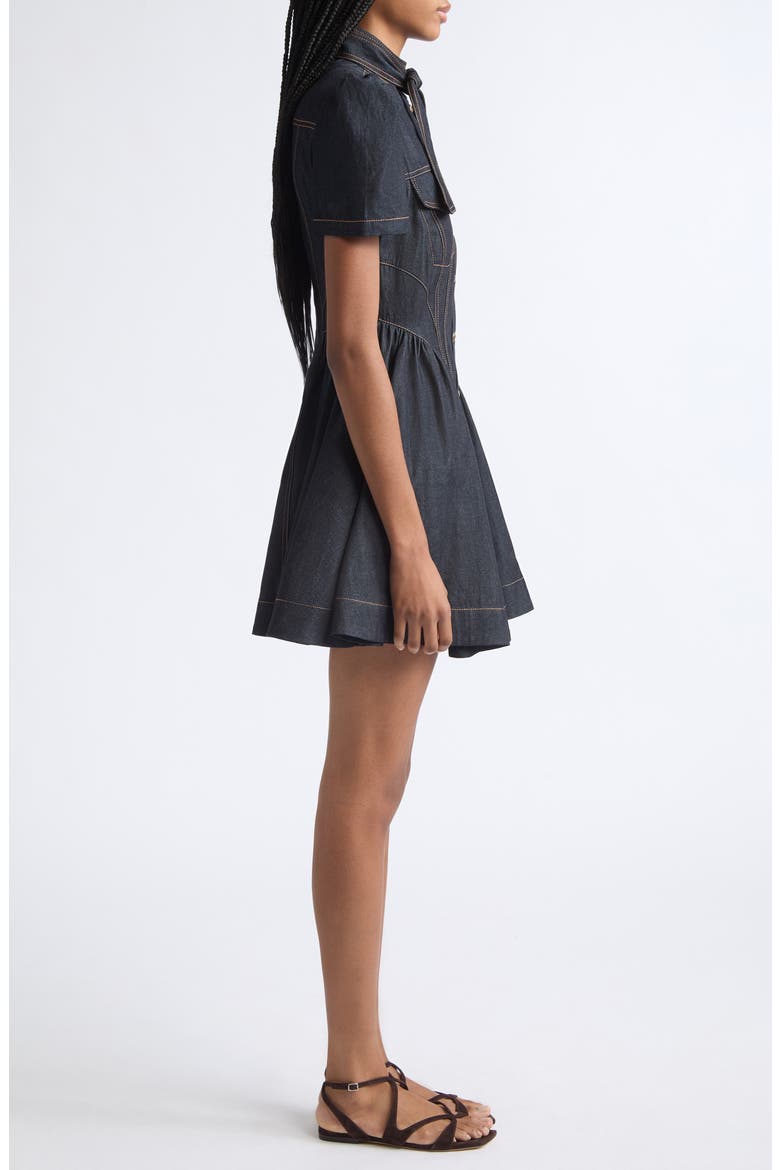 Denim Corset Minidress, Alternate, color, ONYX BLUE