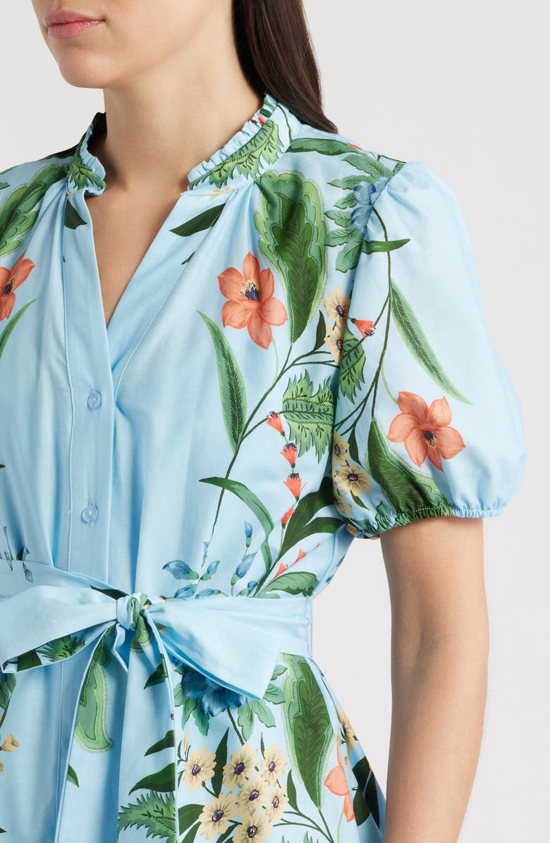 Julia Jordan Print Puff Sleeve Tie Waist Dress, Alternate, color, Blue Multi