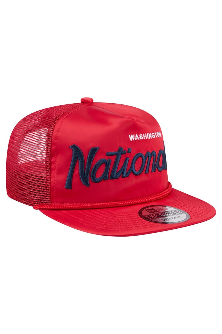 Men's New Era Red Washington Nationals Retro Satin Script Golfer Adjustable Hat, Alternate, color, Red