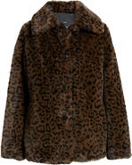 MANGO Zurich Leopard Spot Faux Fur Coat