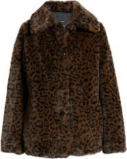 MANGO Zurich Leopard Spot Faux Fur Coat