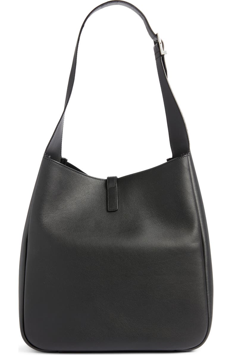 Saint Laurent Large 5 à 7 Leather Hobo Bag, Alternate, color, Noir