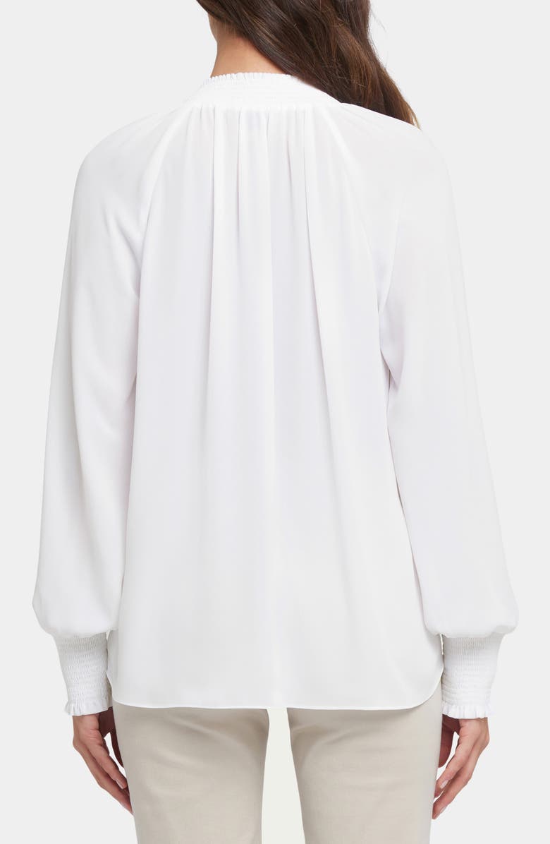 NYDJ Gemma Smocked Neck Top, Alternate, color, Optic White