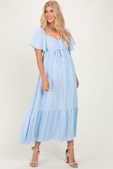 Flutter Sleeve Ruffle Hem Maxi Dress