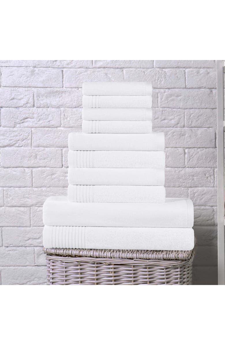 Superior Marble 10-Piece Quick-Drying Cotton Towel Set, Alternate, color, White