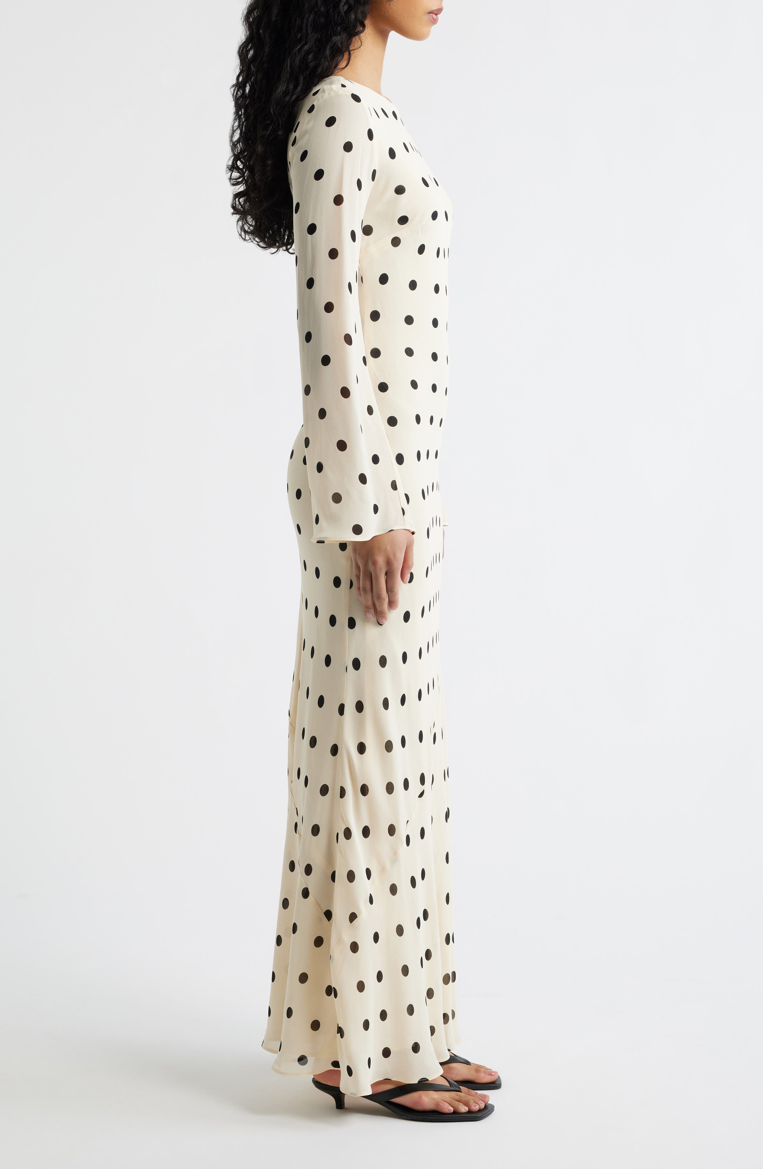 polka dot maxi dress long sleeve Esra Polka Dot Long Sleeve Maxi Dress (Women)