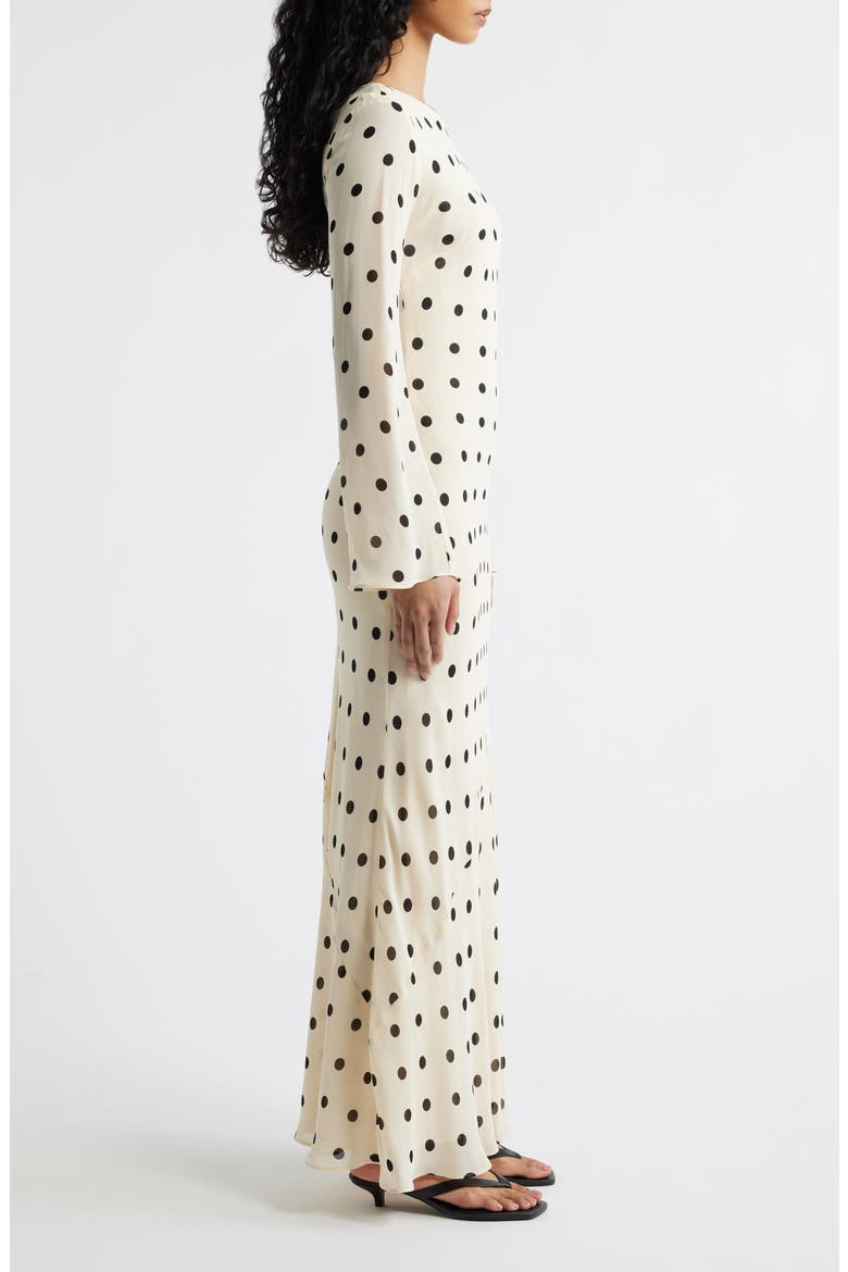 Esra Polka Dot Long Sleeve Maxi Dress, Alternate, color, SUNDAE DOT