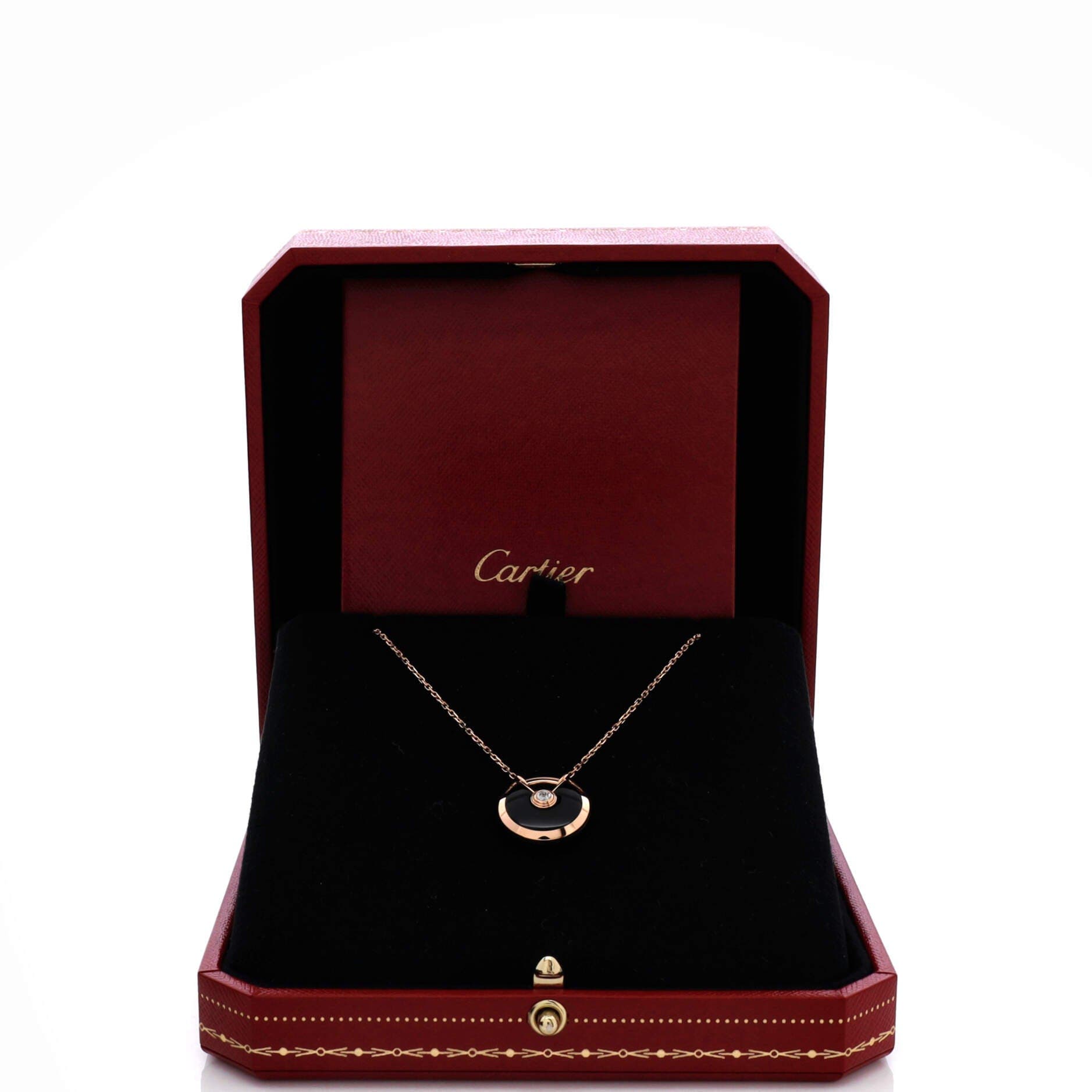 Amulette de Cartier Pendant Necklace 18K Rose Gold with Onyx and Diamond Small, Alternate, color, Metallic Gold
