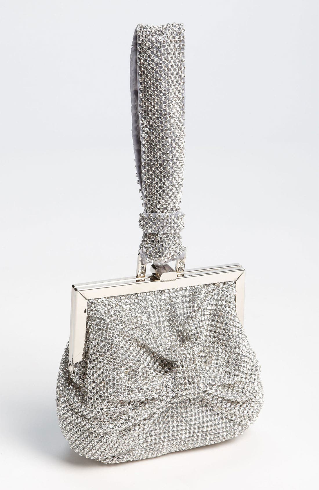 Natasha Couture Bow Wristlet, Main, color, SILVER