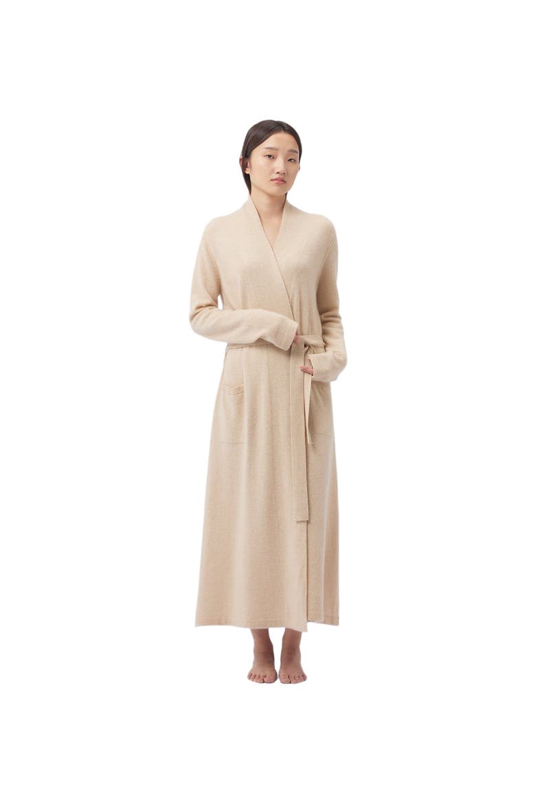 Long Cashmere Robe, Alternate, color, beige