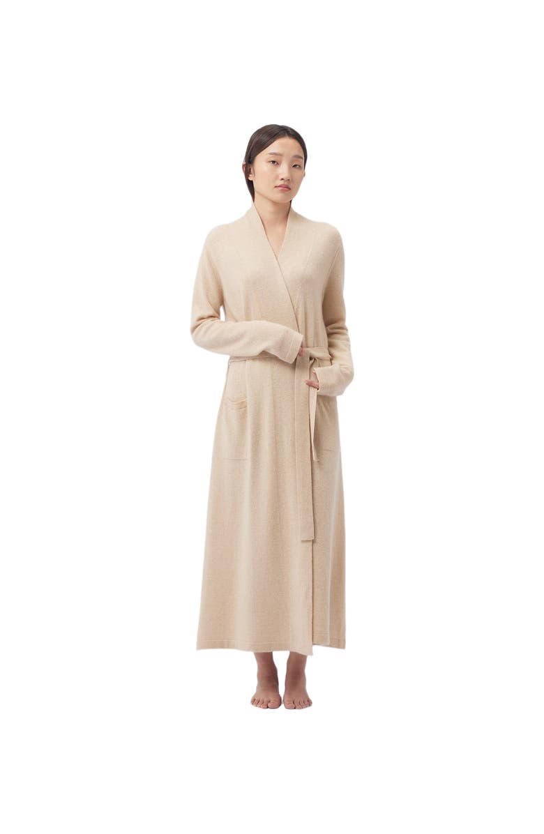GOBI Mongolian Cashmere Long Cashmere Robe, Alternate, color, Beige
